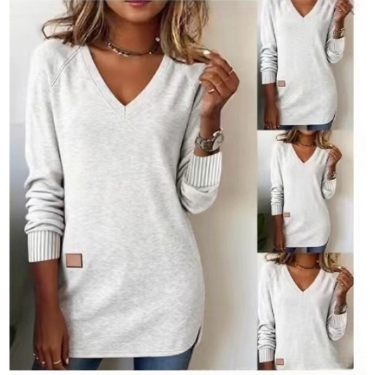 Casual V-Neck Mid-Length Top for Women