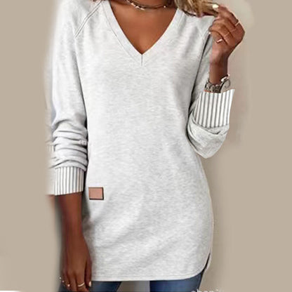 Casual V-Neck Mid-Length Top for Women
