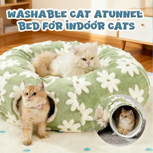 Washable Cat Tunnel Bed for Indoor Cats
