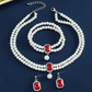 4PCS Luxury Jewelry Double Layer Faux Pearl Set