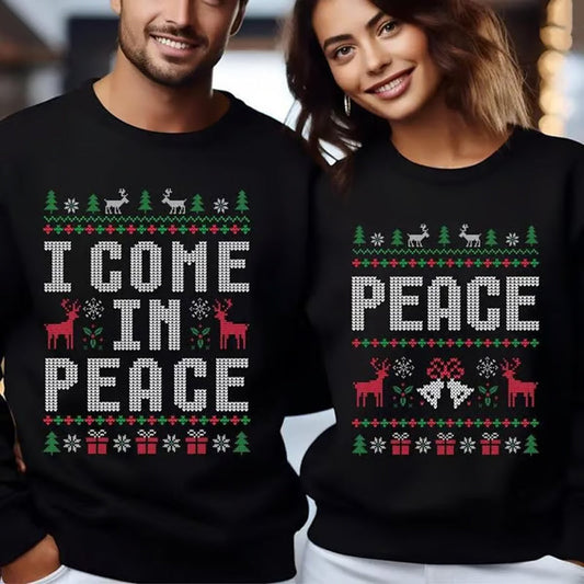 Women's "Peace" Christmas Print Crewneck Sweatshirt