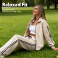 Women's Casual Two-Piece Tracksuit Zip Jacket & Striped Pants