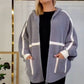 Women's Cozy Warm Hooded Jacket with Stripe Detail