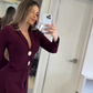 Women's Elegant Lapel Long-Sleeve Jumpsuit
