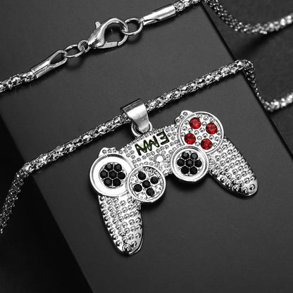 Rhinestone Arcade Game Controller Necklace