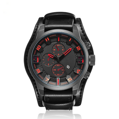Men's Business Quartz Watches with PU Leather Strap