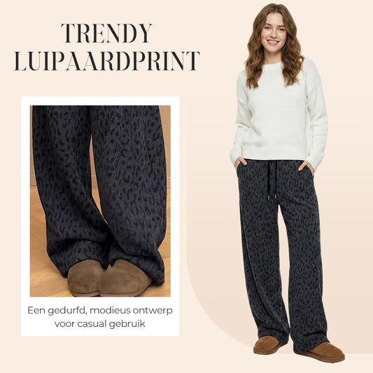 Women's Leopard Print Wide Leg Sweatpants