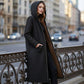 Women’s Vintage Fuzzy-Lined Long Coat With Hood