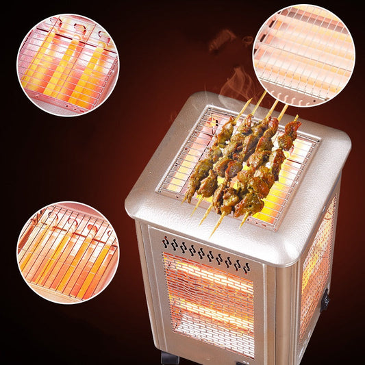 5 Sides Portable Electric Heater with BBQ Grill Top
