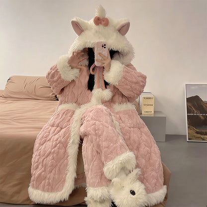 Women's Plush Cartoon Extra-Thick Loungewear