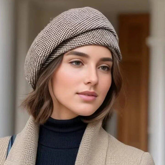 Elegant Classic Checkerboard Beret for Women