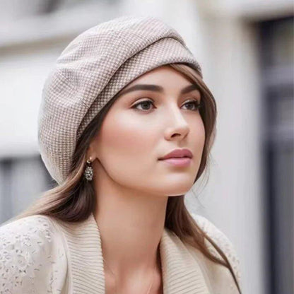 Elegant Classic Checkerboard Beret for Women