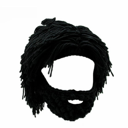 Barbarian Knit Wig Beard Hat for Adults