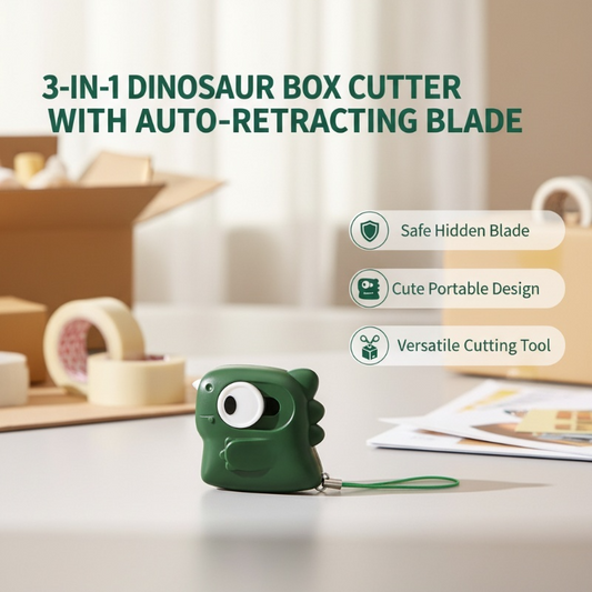 3-in-1 Box Cutter With Auto-Retracting Blade