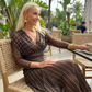 Bohemian V-Neck Ruched Mesh Maxi Dress