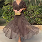 Bohemian V-Neck Ruched Mesh Maxi Dress