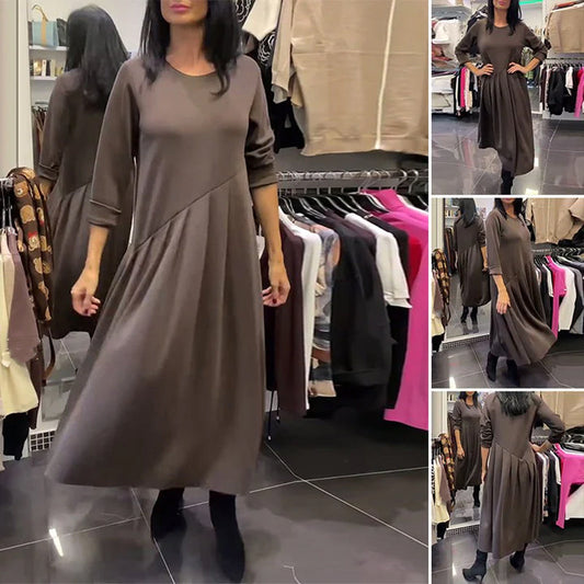 Women’s Casual Asymmetrical Pleated Maxi Dress