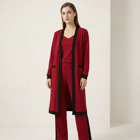 Women’s Casual 3-Piece Cardigan & Wide-Leg Pants Set