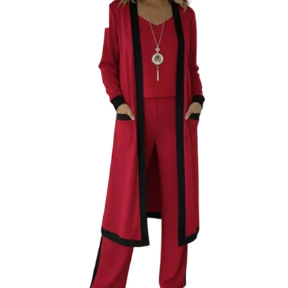 Women’s Casual 3-Piece Cardigan & Wide-Leg Pants Set