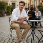 Men's Elastic Waist Straight-Leg Pants