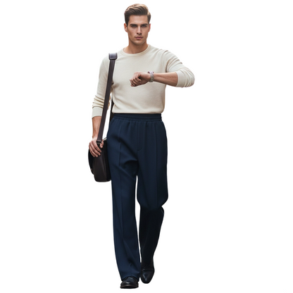 Men's Elastic Waist Straight-Leg Pants