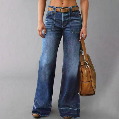 Women's Retro Flare Jeans with Pockets