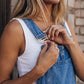 Women's Sleeveless Wide-Leg Denim Overalls