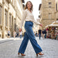 Women's Drawstring Waist Wide-Leg Denim Jeans