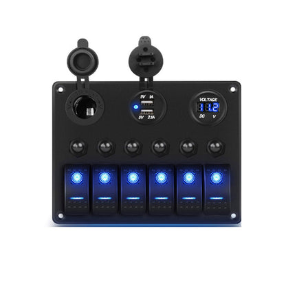 6-Gang Waterproof Marine Rocker Switch Panel