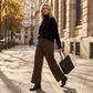 Women's High-Waist Leopard Print Straight-Leg Pants