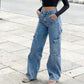 Women's Wide-Leg Denim Cargo Jeans