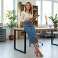 High-Waist Button-Front Denim Skirt