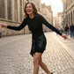 Women's Long Sleeve Tie-Waist Bodycon Dress