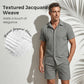 🥳2026 HOT SALE🥳💞50K+ SOLD!💥50% OFF! Men's Jacquard Shirt & Shorts Set – Easy-fit comfort for warm days! Breathable fabric, no ironing needed. Perfect for garden or seaside.