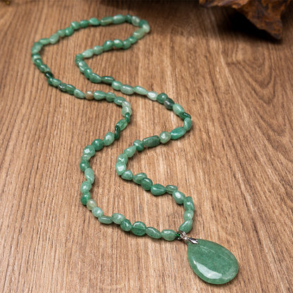 Synthetic Crystal Necklace with Teardrop Pendant