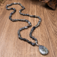 Synthetic Crystal Necklace with Teardrop Pendant