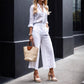 Women's 2-Piece Button-Down Shirt & Wide-Leg Pants Set