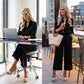Women's 2-Piece Button-Down Shirt & Wide-Leg Pants Set