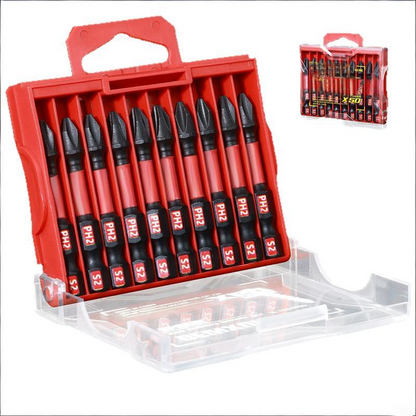 Magnetic Impact Phillips Screwdriver Bits with Storage Box