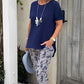 Solid Color Top + Tie-Dye Pants Set