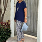 Solid Color Top + Tie-Dye Pants Set