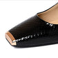 👠 Women's Snakeskin Block Heel Pumps – Square Toe, Metal Accent & All-Day Comfort ✨