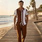 Men's Color-Block Shirt & Pants 2-Piece Set