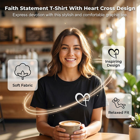 Faith Statement Heart Cross Graphic T-Shirt