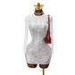 Women’s Fashion Mesh Panel Ruched Bodycon Dress