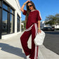 Women's Striped Top & Wide-Leg Pants Set