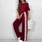 Women's Striped Top & Wide-Leg Pants Set