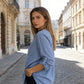 Women's V-Neck Striped Button-Down Shirt