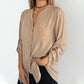 Women's V-Neck Striped Button-Down Shirt