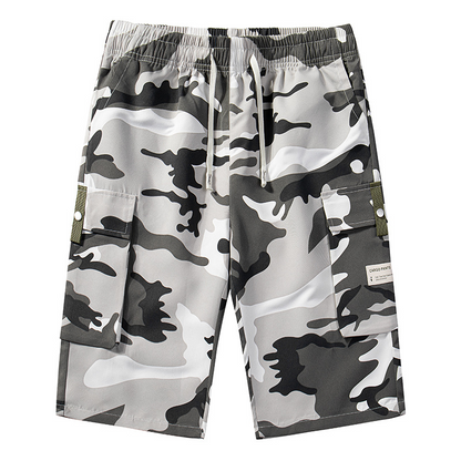 Men's Camo Cargo Shorts with Drawstring Waist